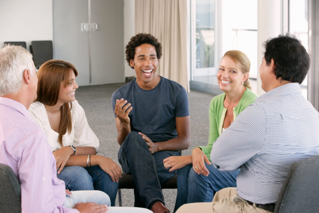 People share their experiences during group treatment as part of meth addiction treatment in Itasca, IL.